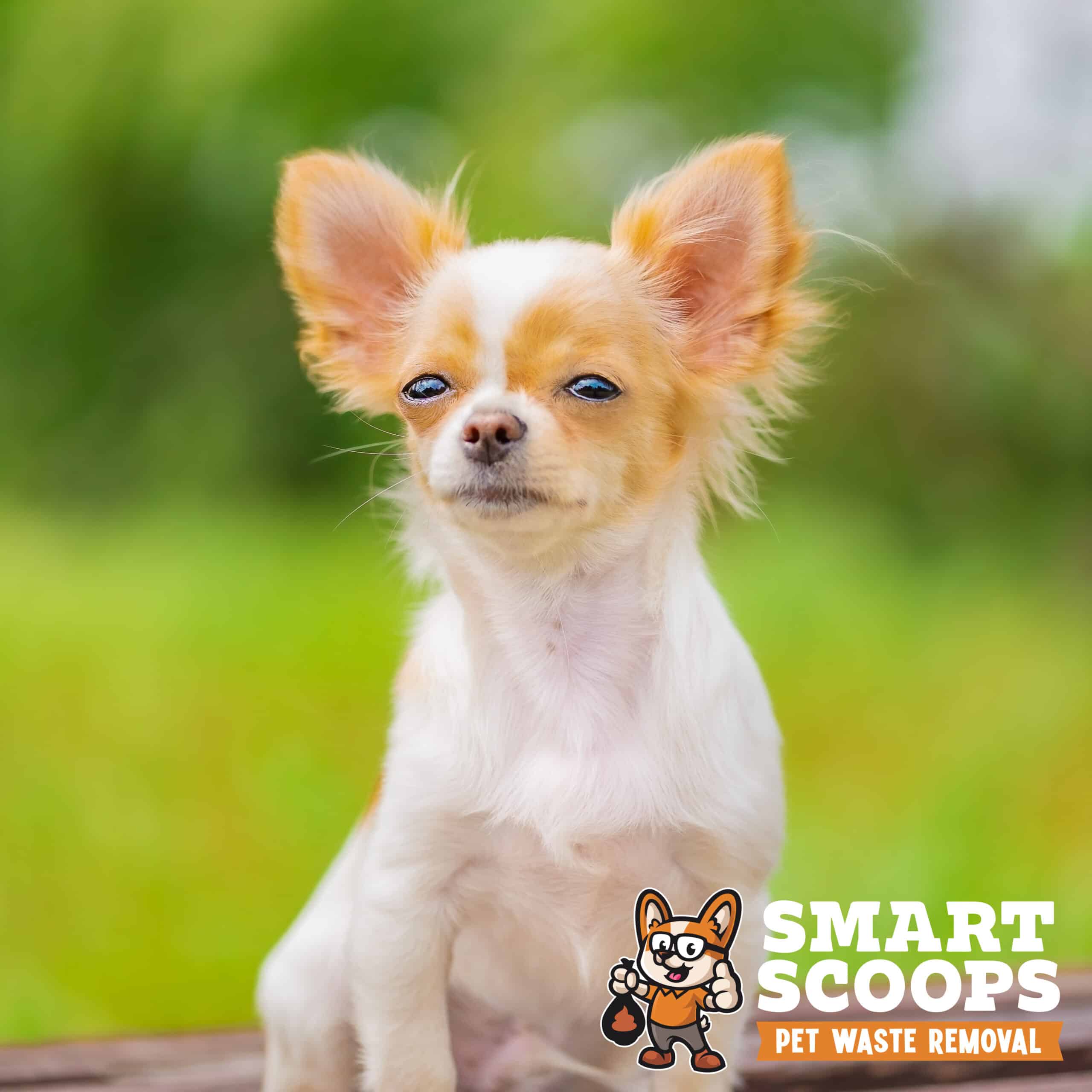 The dog of the Chihuahua breed is white with a red color. Chihuahua puppy. Pet, animal.